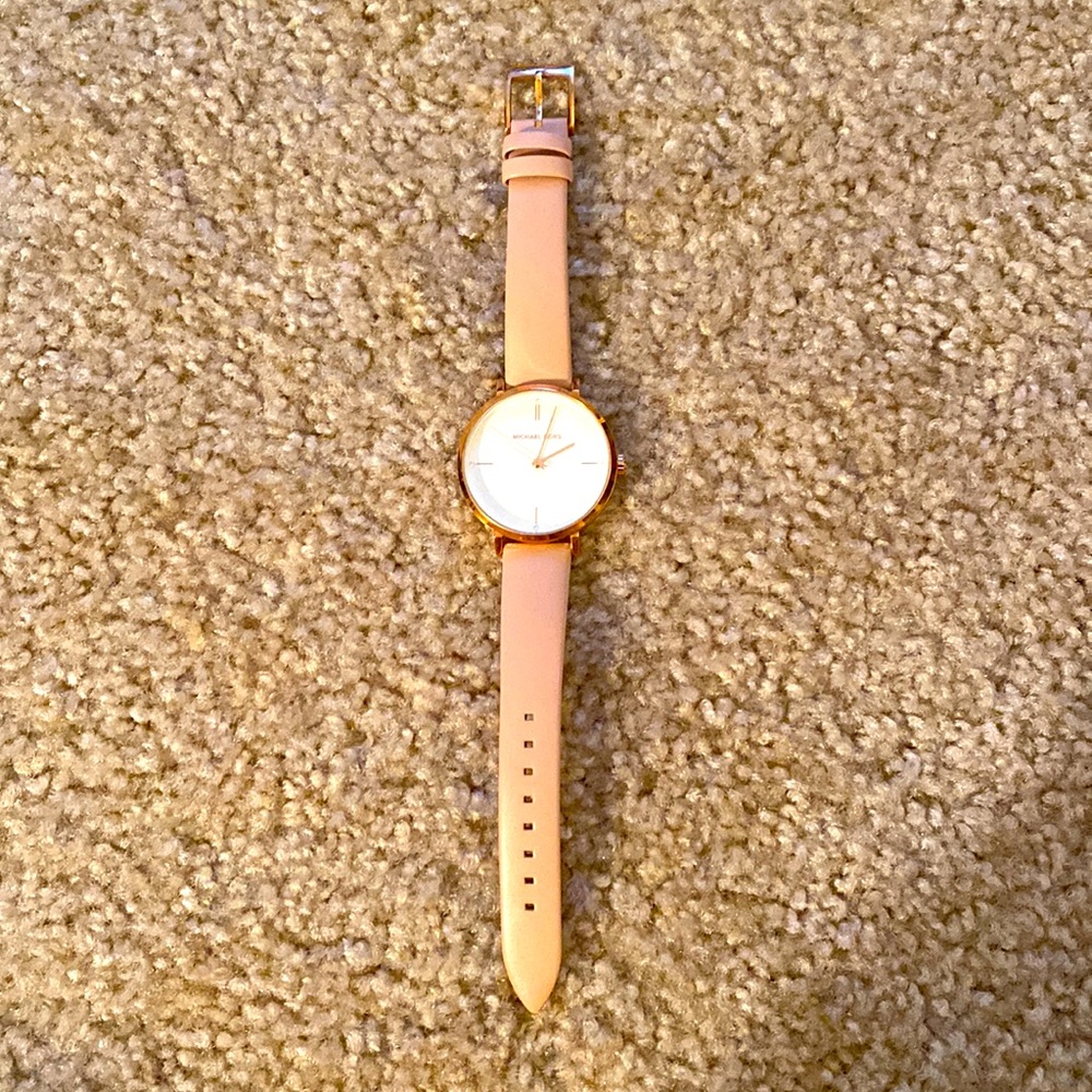 Michael Kors rose gold and blush leather watch!